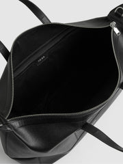 Reiss | Micro-Grain Leather Holdall in Black