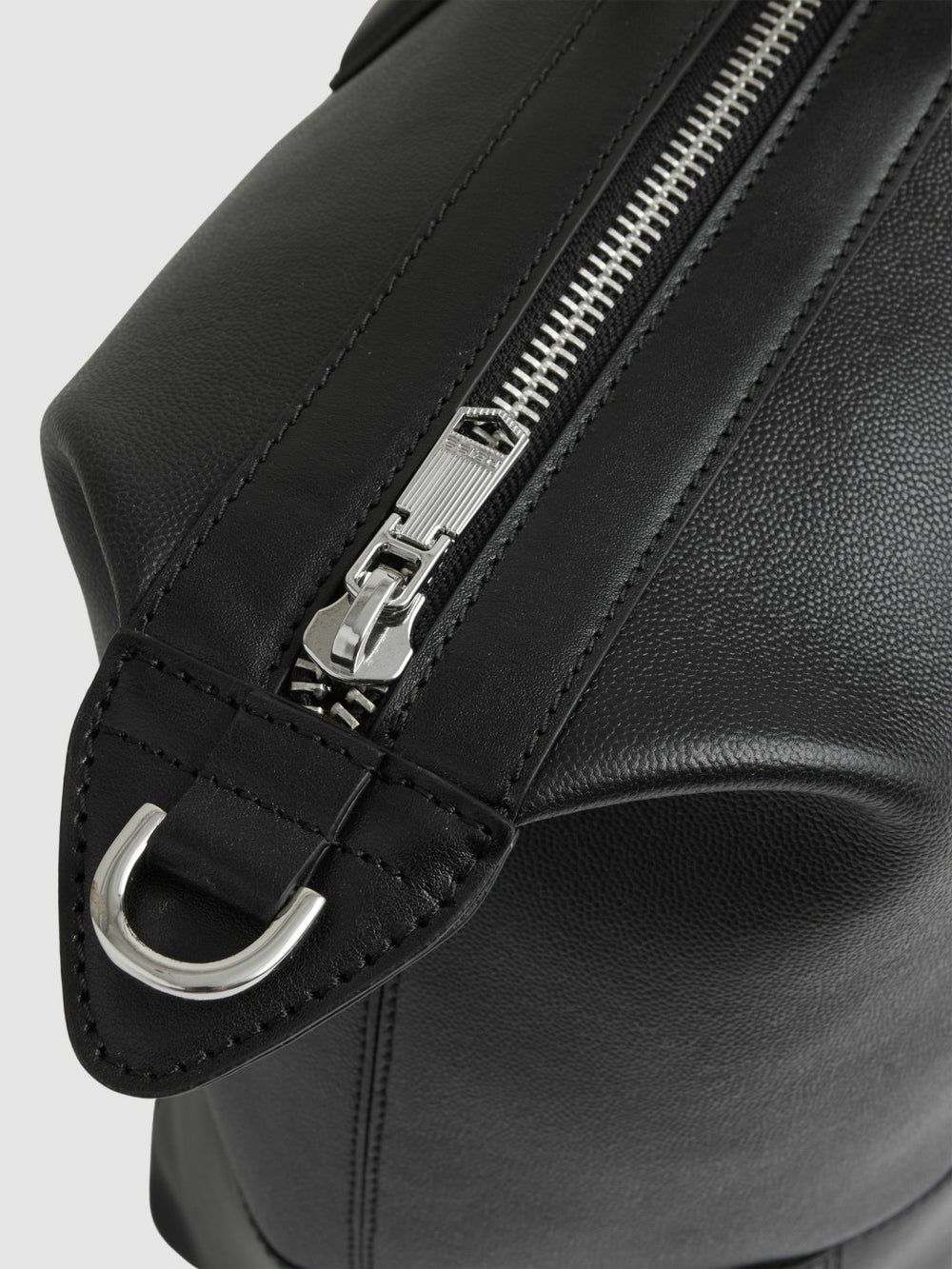 Reiss | Micro-Grain Leather Holdall in Black