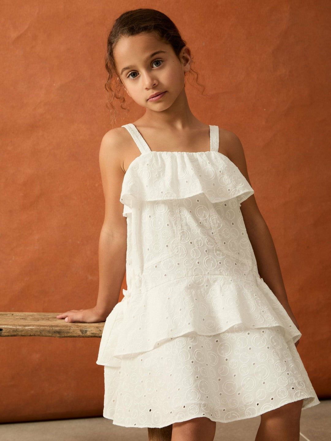 Reiss | 9-13 yrs SmileyWorld Broderie Logo Dress in Ivory