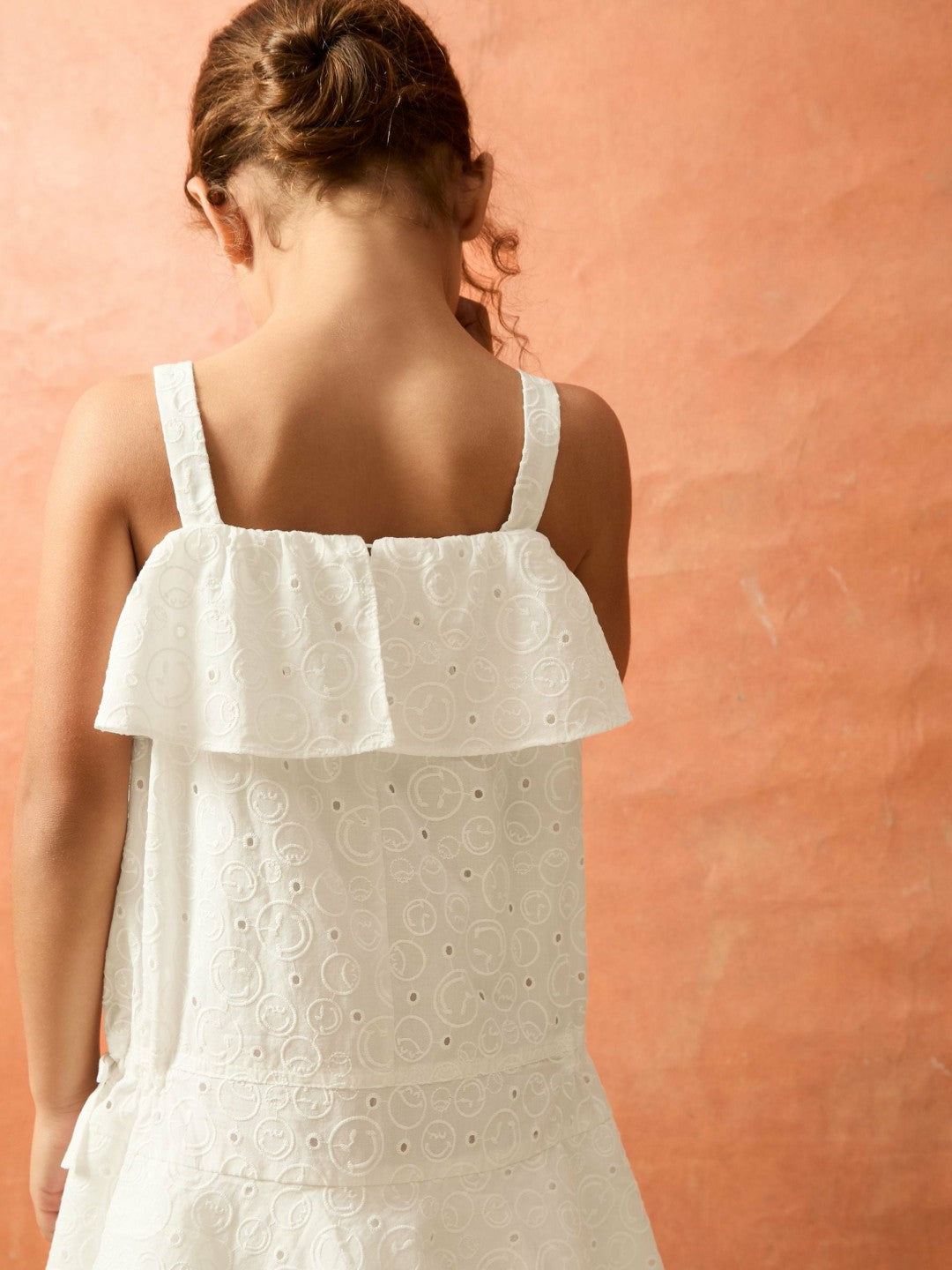 Reiss | 9-13 yrs SmileyWorld Broderie Logo Dress in Ivory