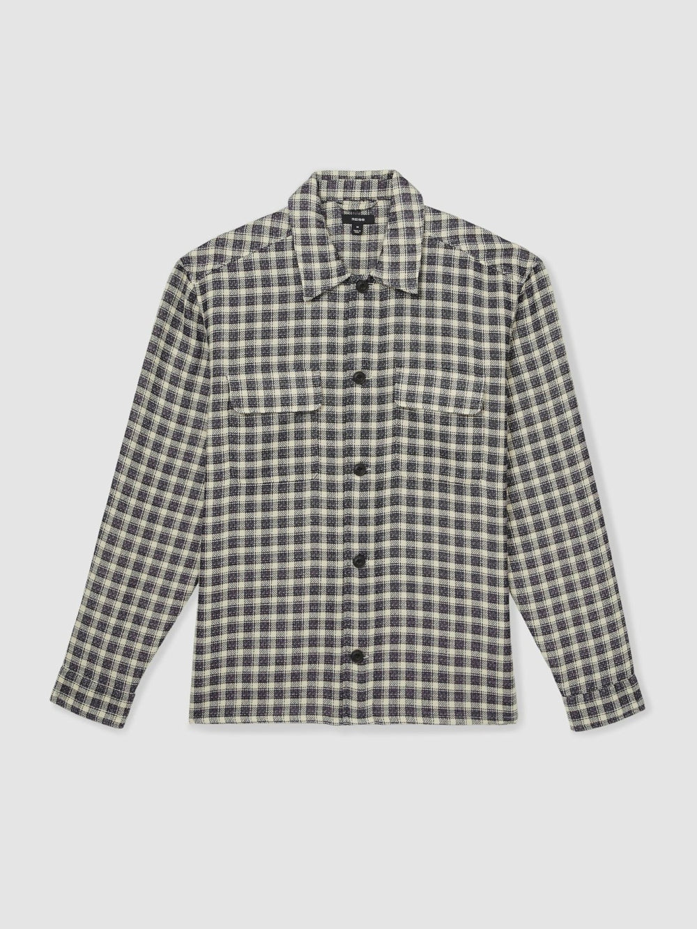 Reiss | Woven Check Twin Pocket Overshirt in Navy/White