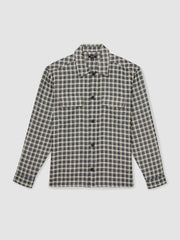 Reiss | Woven Check Twin Pocket Overshirt in Navy/White