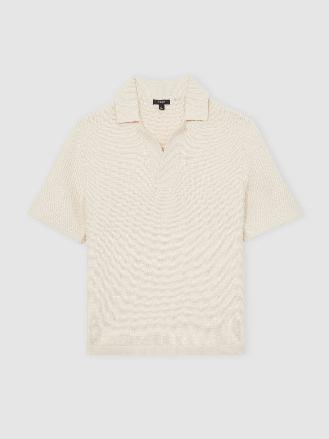Reiss | Oversize Textured Polo Shirt Cotton-Blend in Off White