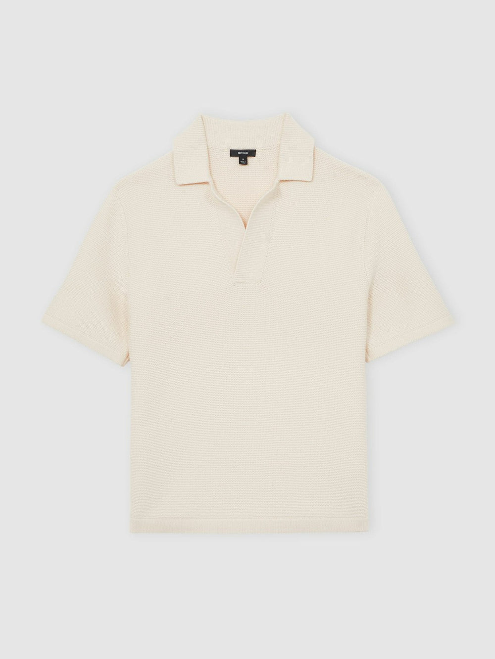 Reiss | Oversize Textured Polo Shirt Cotton-Blend in Off White