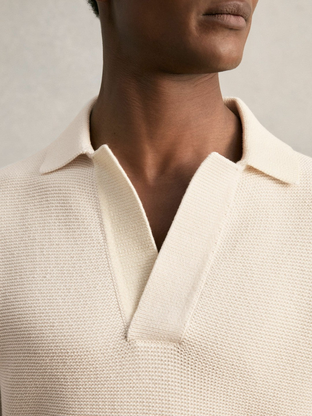 Reiss | Oversize Textured Polo Shirt Cotton-Blend in Off White
