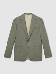 Reiss | Wool-Blend Single-Breasted Blazer Slim-Fit in Sage Green