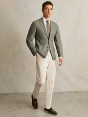 Reiss | Wool-Blend Single-Breasted Blazer Slim-Fit in Sage Green