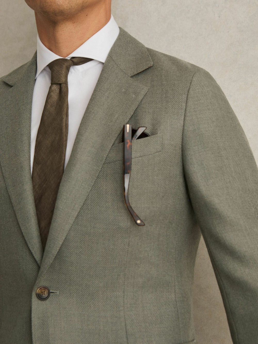 Reiss | Wool-Blend Single-Breasted Blazer Slim-Fit in Sage Green