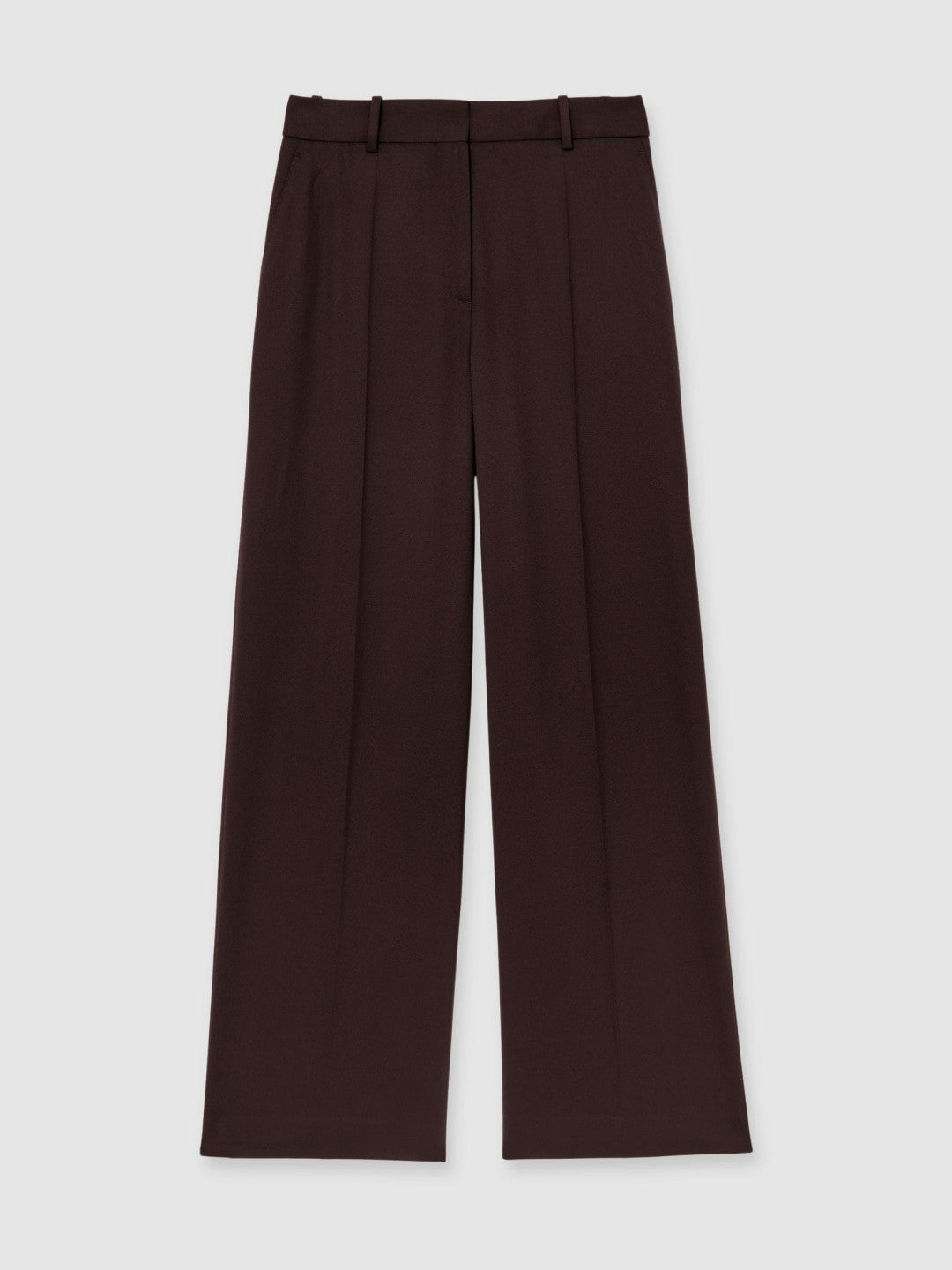 Reiss | Petite Wool-Blend Wide-Leg Suit Trousers in Aubergine