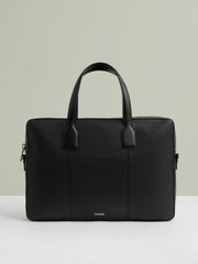 Reiss | Micro-Grain Leather Briefcase in Black