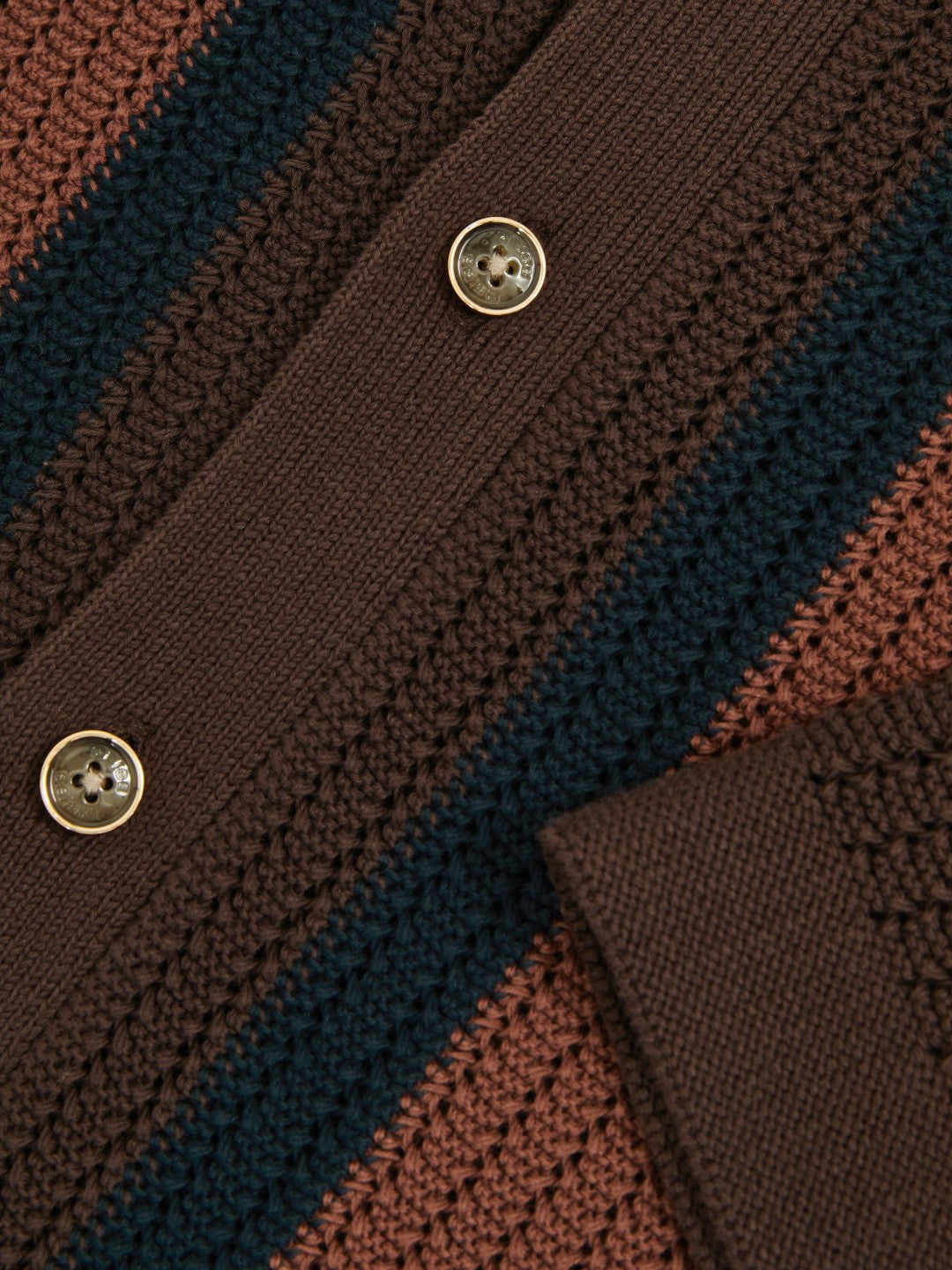 Reiss | Cotton Textured-Knit Stripe Shirt in Brown Multi