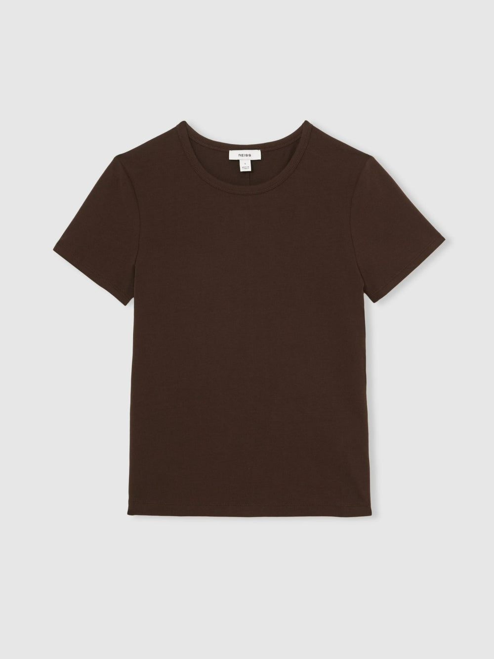 Reiss | Stretch-Cotton Crew-Neck T-Shirt in Chocolate Brown
