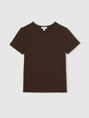 Reiss | Stretch-Cotton Crew-Neck T-Shirt in Chocolate Brown