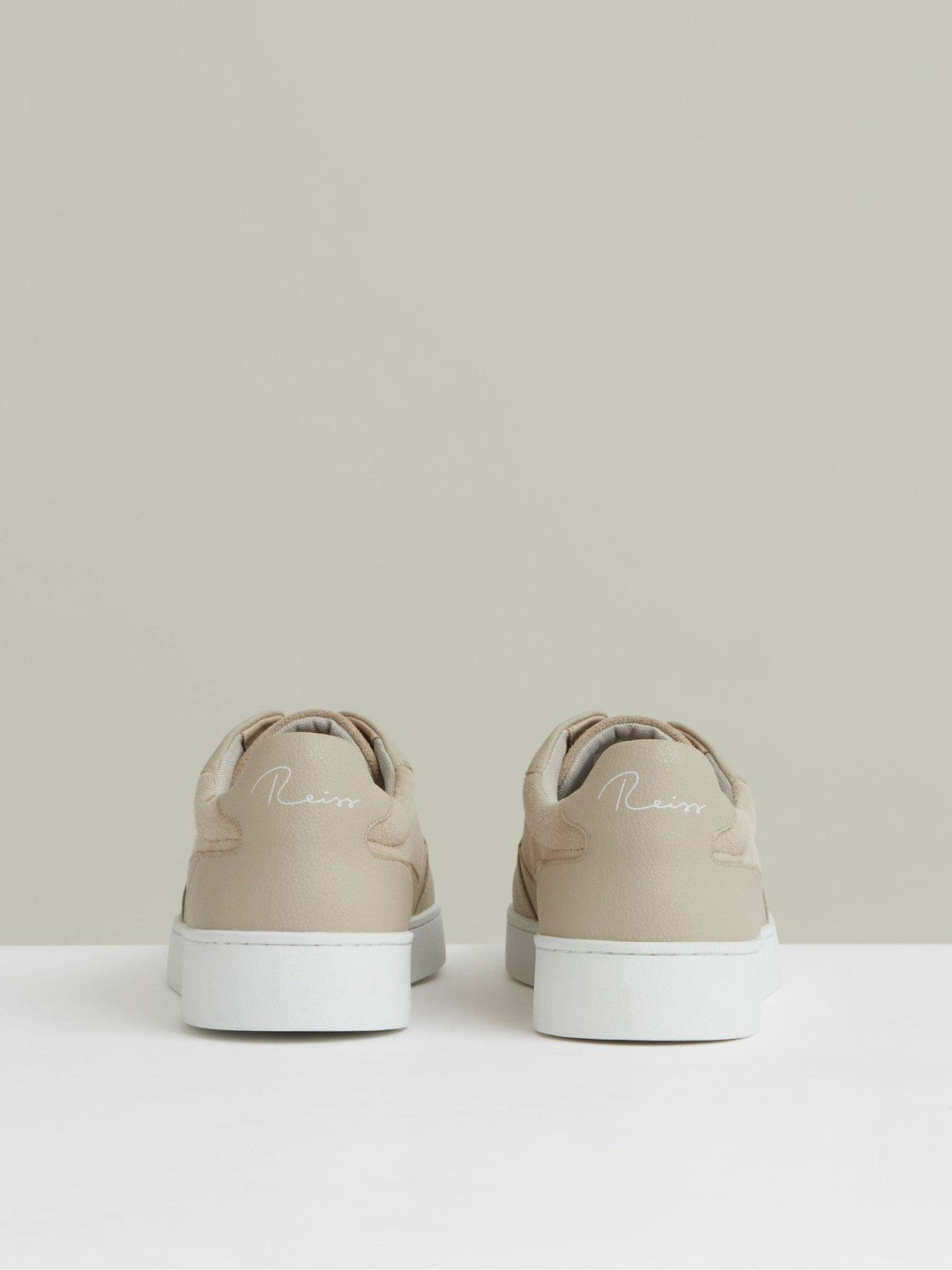 Reiss | Leather Elasticated-Lace Trainers in Ecru