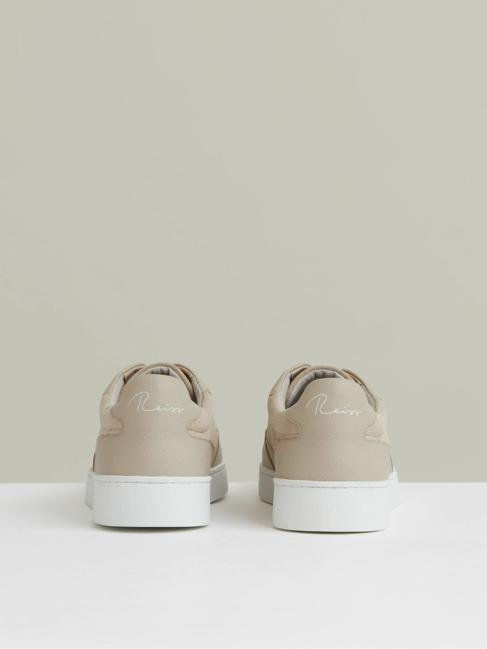 Reiss | Leather Elasticated-Lace Trainers in Ecru