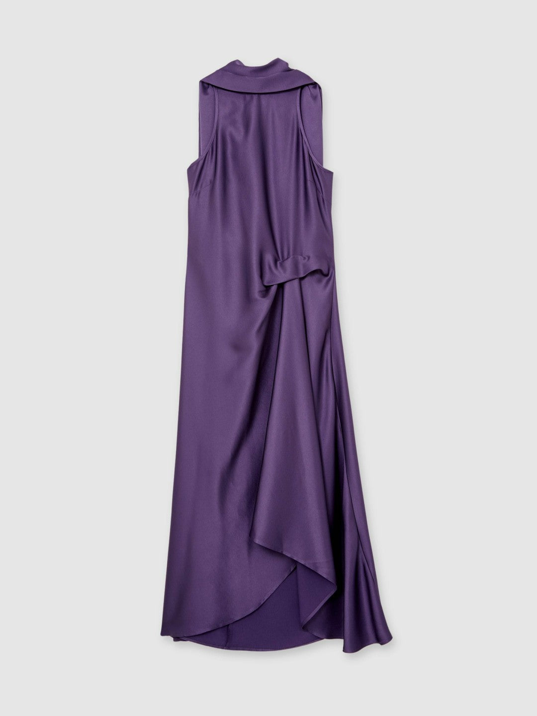 Reiss | Satin Tuck-Detail Cape Midi Dress in Purple