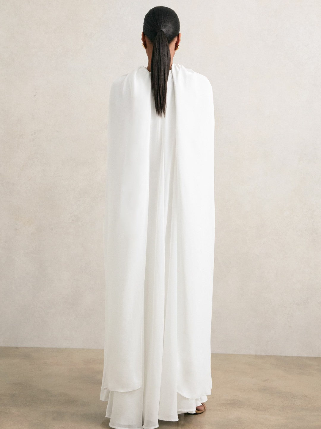 Reiss | Crepe Cape Maxi Dress in White