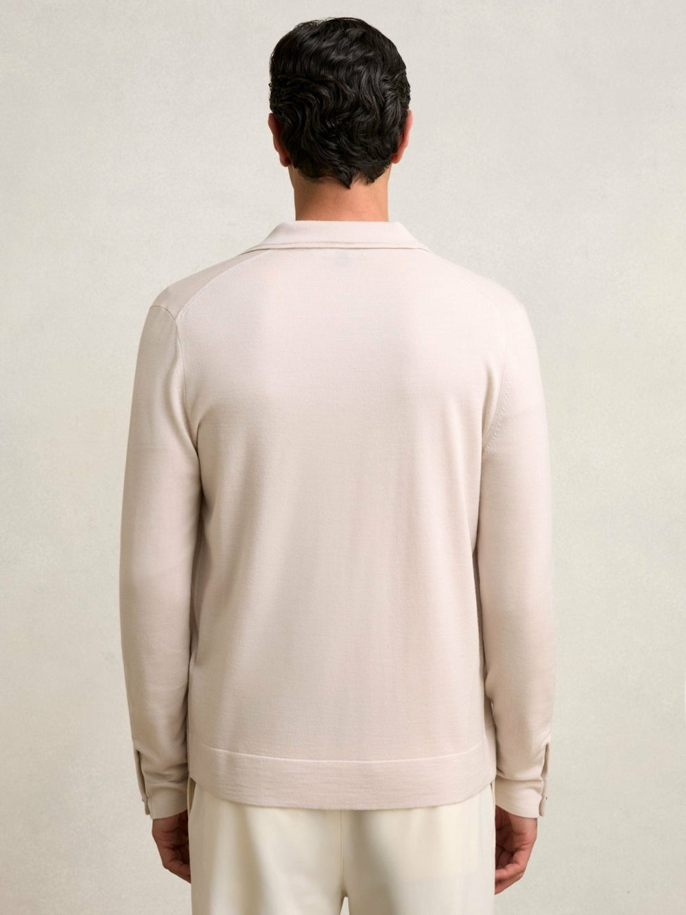 Reiss | Merino Wool Button-Through Cardigan in Beige