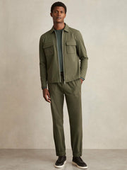 Reiss | Drawstring Technical Cuffed Trousers in Green