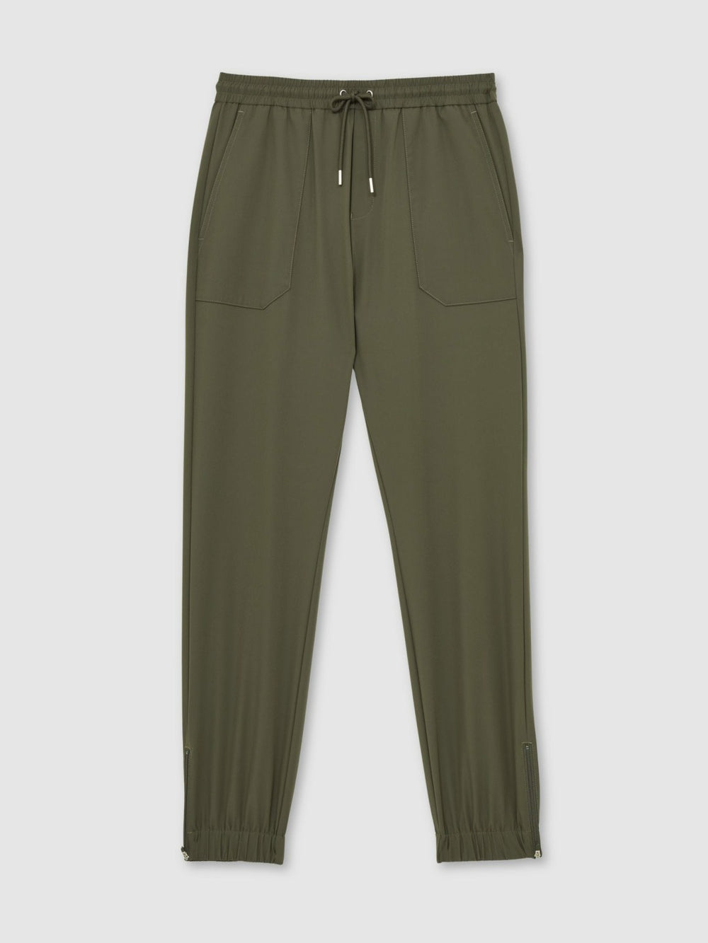 Reiss | Drawstring Technical Cuffed Trousers in Green