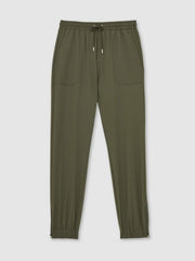Reiss | Drawstring Technical Cuffed Trousers in Green