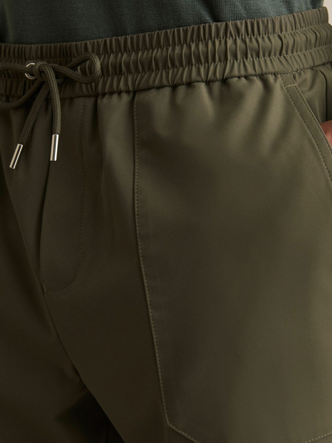 Reiss | Drawstring Technical Cuffed Trousers in Green