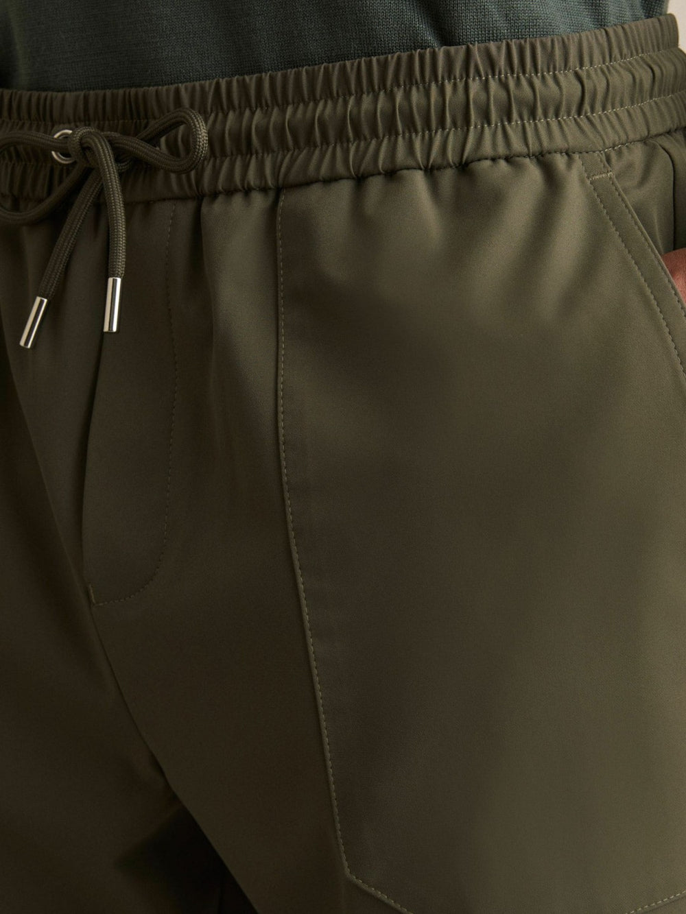 Reiss | Drawstring Technical Cuffed Trousers in Green