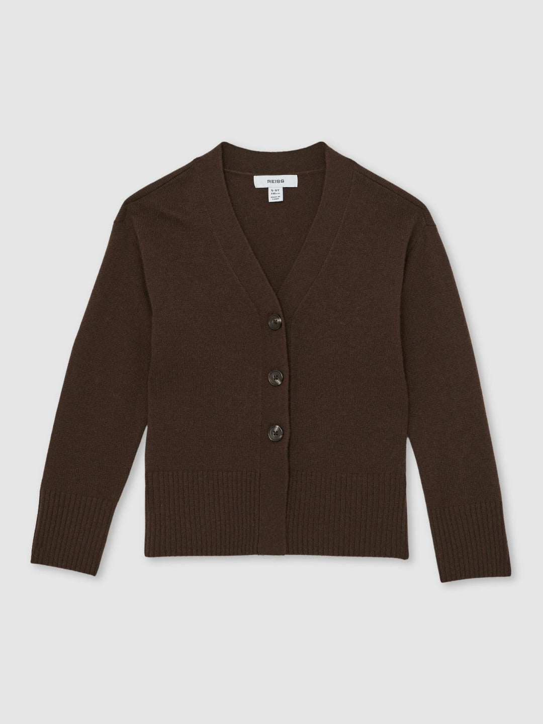 Reiss | 13-14 yrs Wool-Blend Fitted Cardigan With Cashmere in Brown
