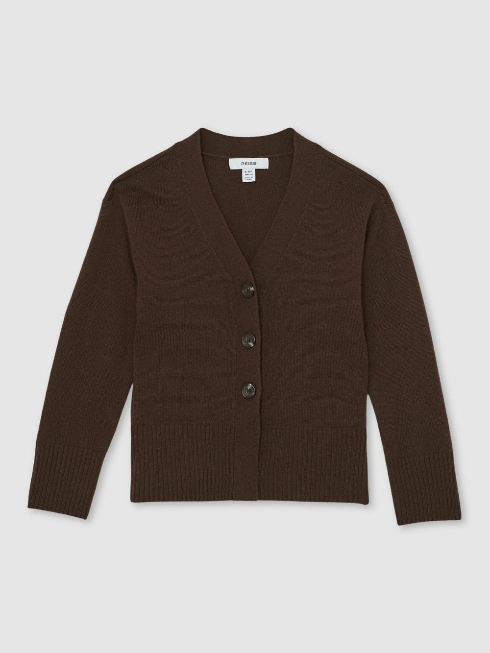 Reiss | 13-14 yrs Wool-Blend Fitted Cardigan With Cashmere in Brown