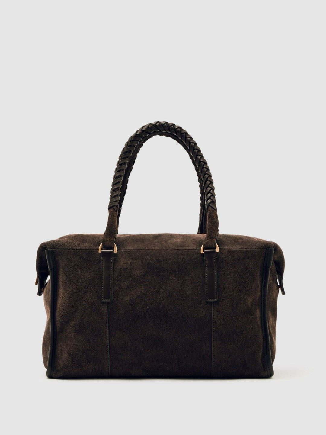 Reiss | Suede Braided-Strap Bowling Bag in Chocolate