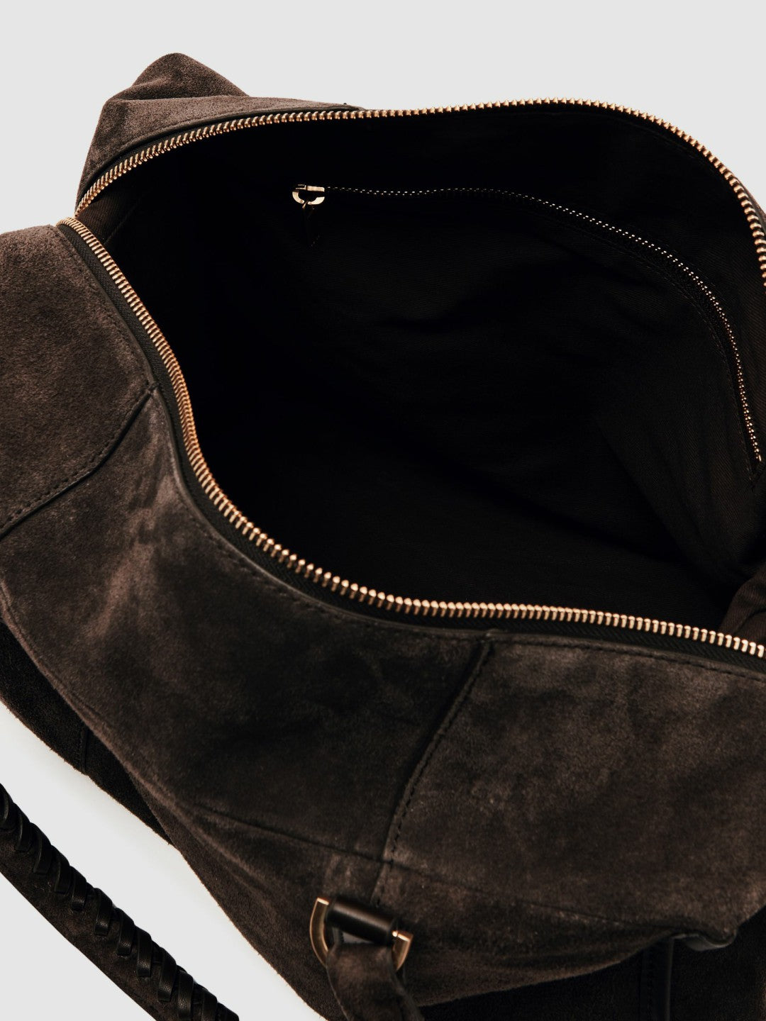 Reiss | Suede Braided-Strap Bowling Bag in Chocolate