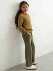 Reiss | 3-9 yrs Wool-Blend Open-Stitch Jumper with Cashmere in Khaki Green