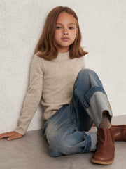 Reiss | 3-9 yrs Wool-Blend Open-Stitch Jumper with Cashmere in Oatmeal
