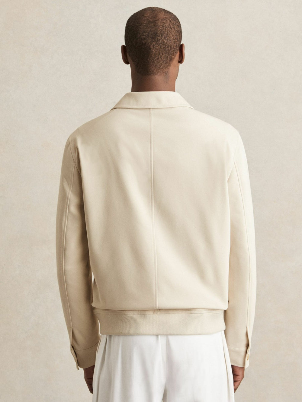 Reiss | Cotton-Blend Button-Through Jacket in Light Stone