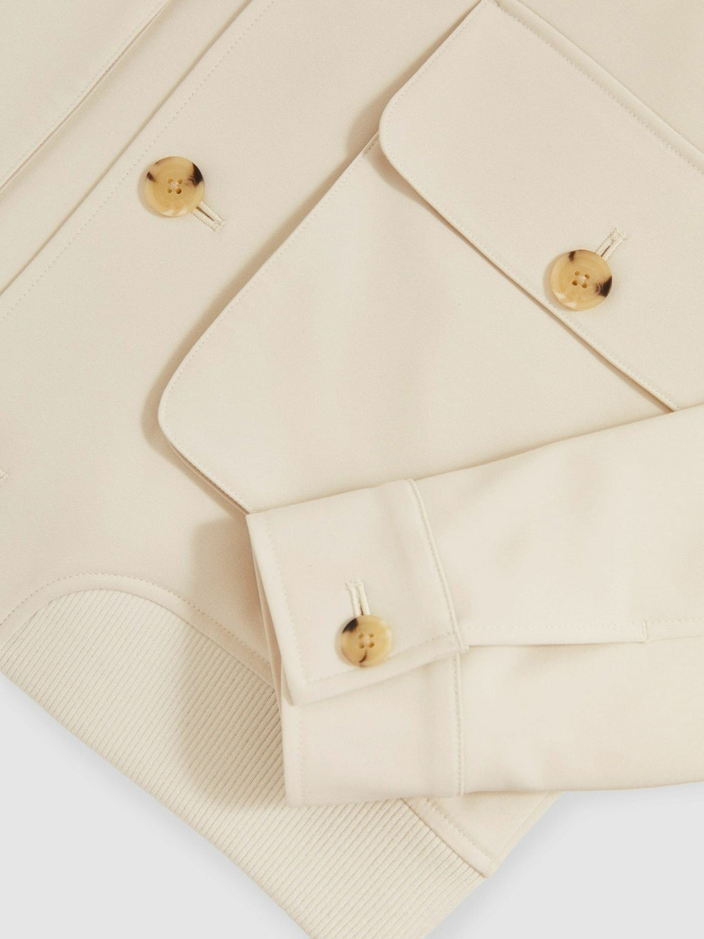 Reiss | Cotton-Blend Button-Through Jacket in Light Stone