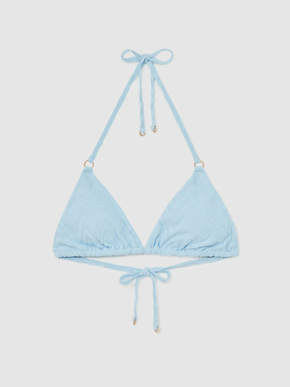Reiss | Textured Wave Triangle Bikini Top in Blue