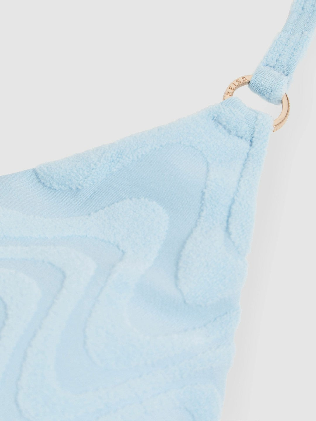 Reiss | Textured Wave Triangle Bikini Top in Blue