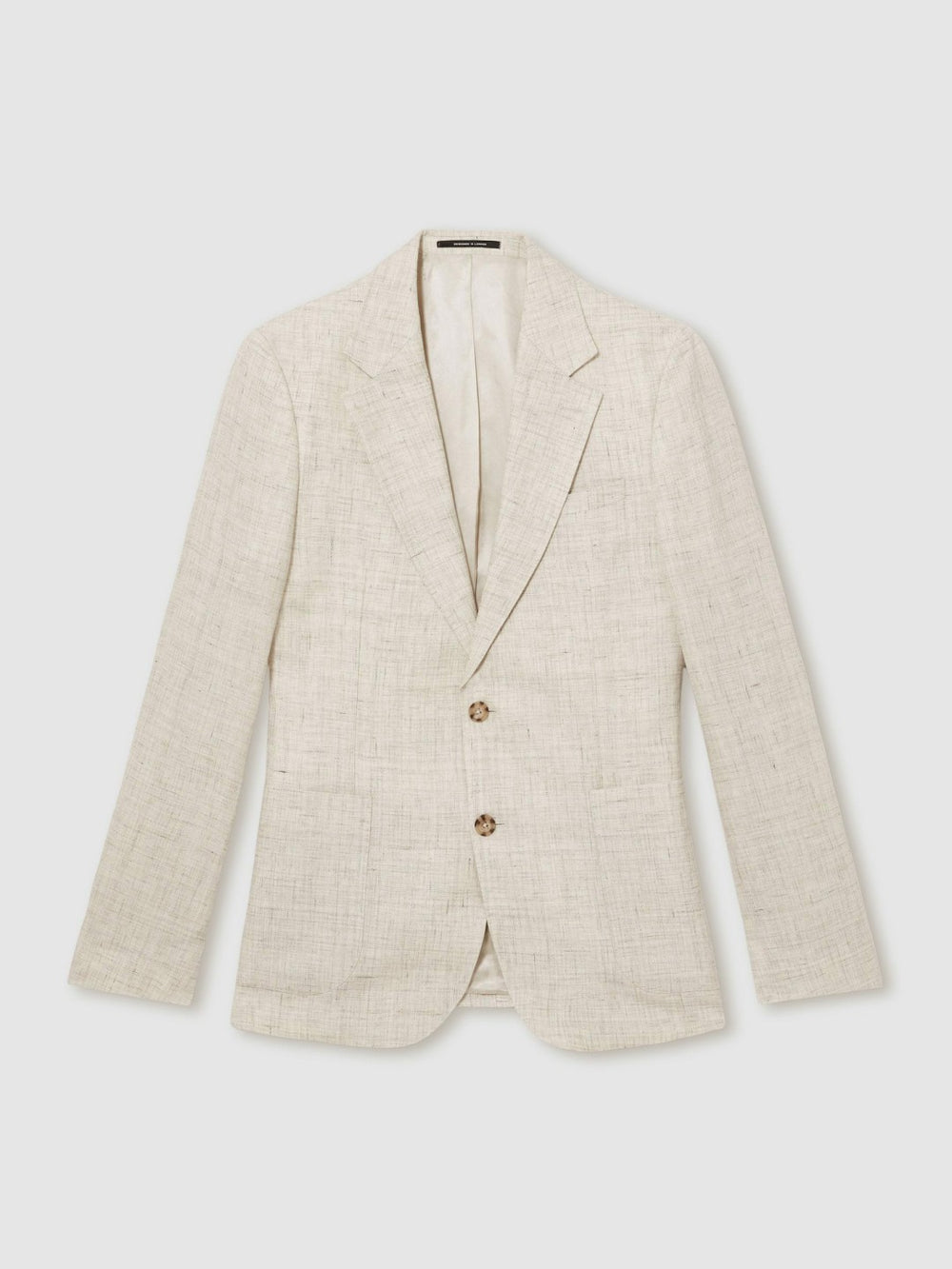 Reiss | Linen-Cotton Single-Breasted Suit Blazer Slim-Fit in Stone