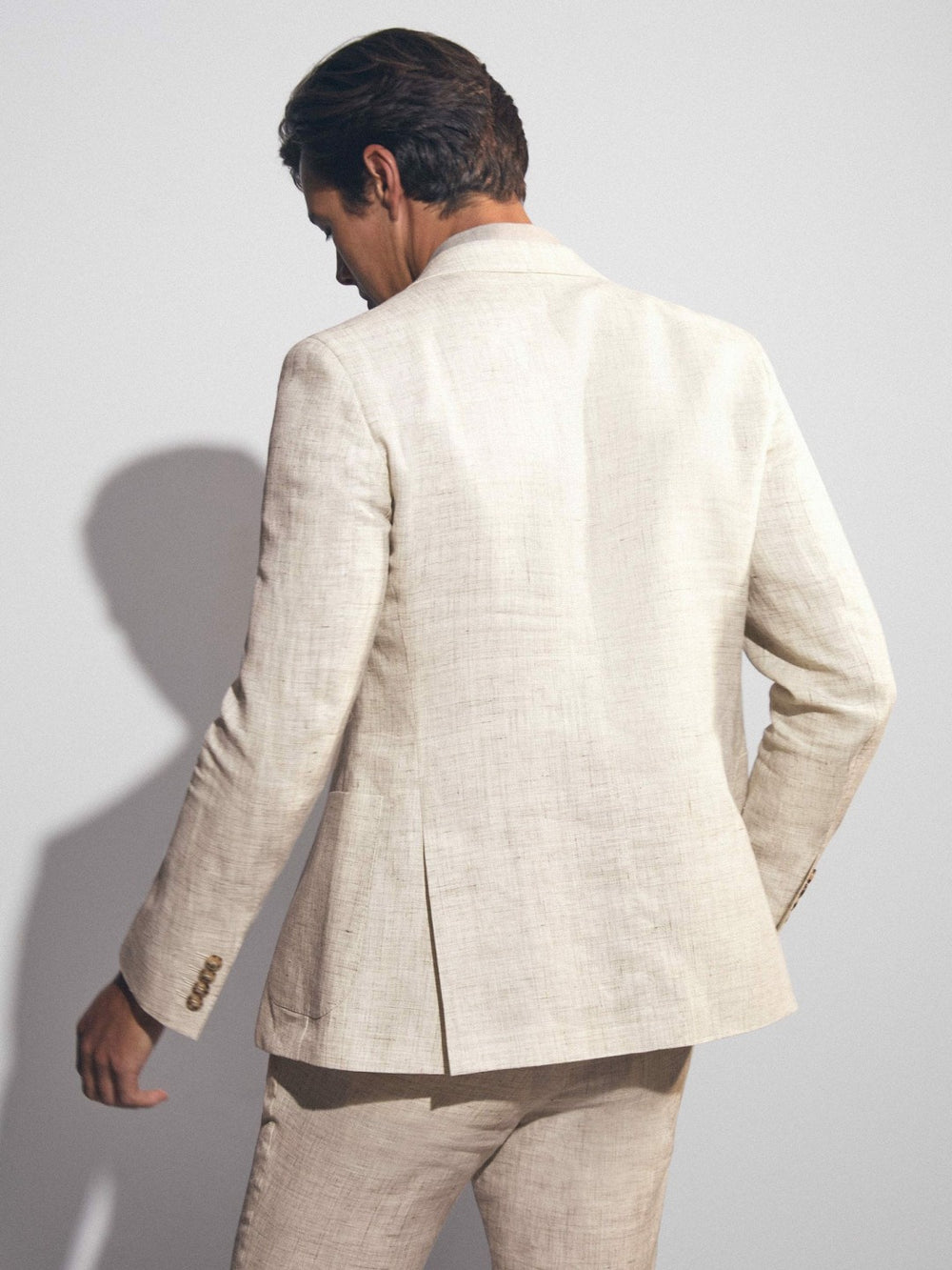 Reiss | Linen-Cotton Single-Breasted Suit Blazer Slim-Fit in Stone