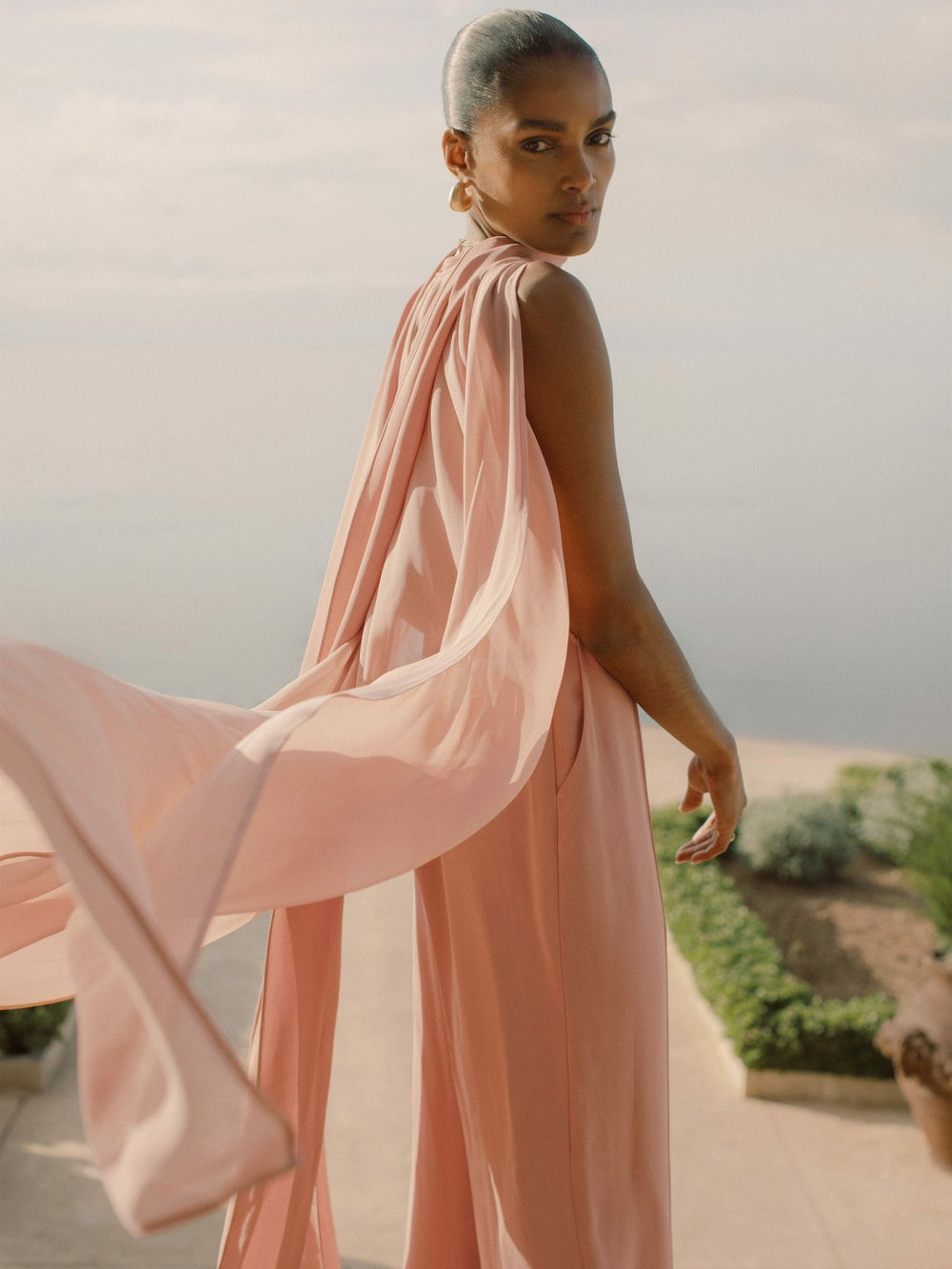 Reiss | Wide-Leg Cape Jumpsuit in Pink