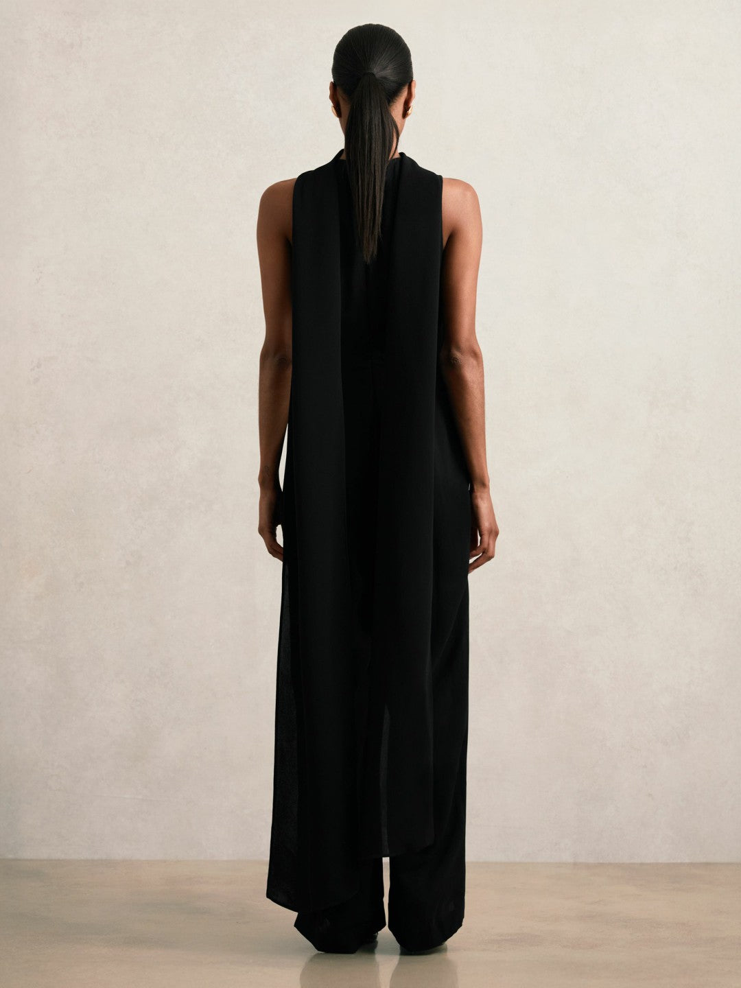 Reiss | Wide-Leg Cape Jumpsuit in Black