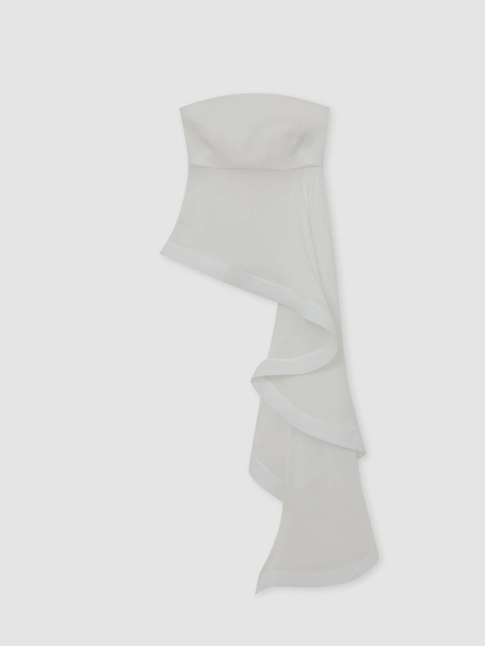 Reiss | Silk Asymmetric-Ruffle Bandeau Top in Ivory