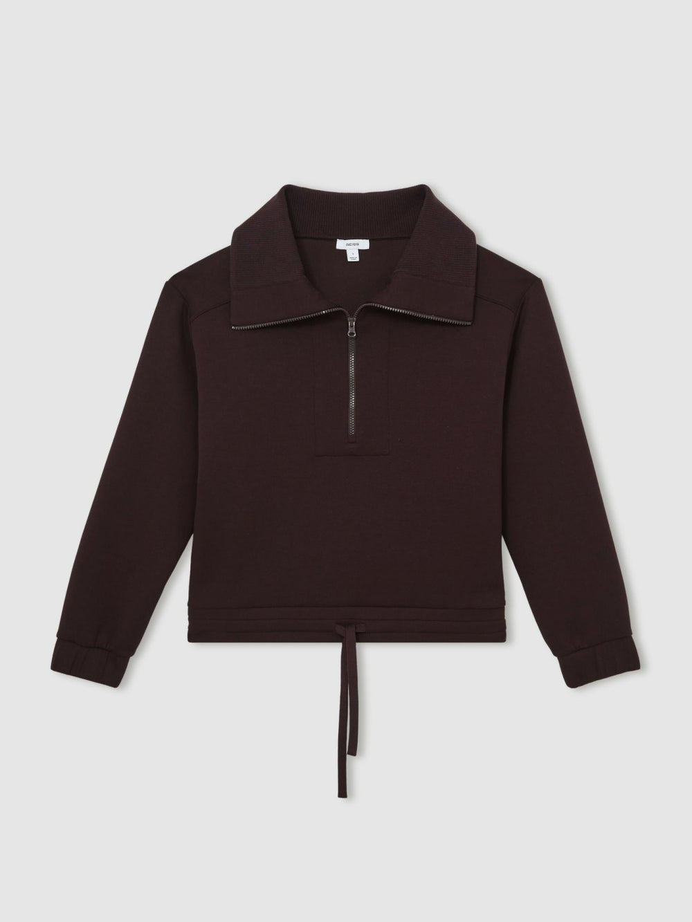 Reiss | Interlock Half Zip Drawstring Hem Sweatshirt in Plum