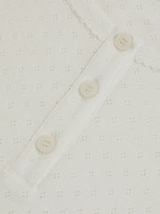 Reiss | 9-13 yrs Cotton Pointelle Button T-Shirt in Ivory