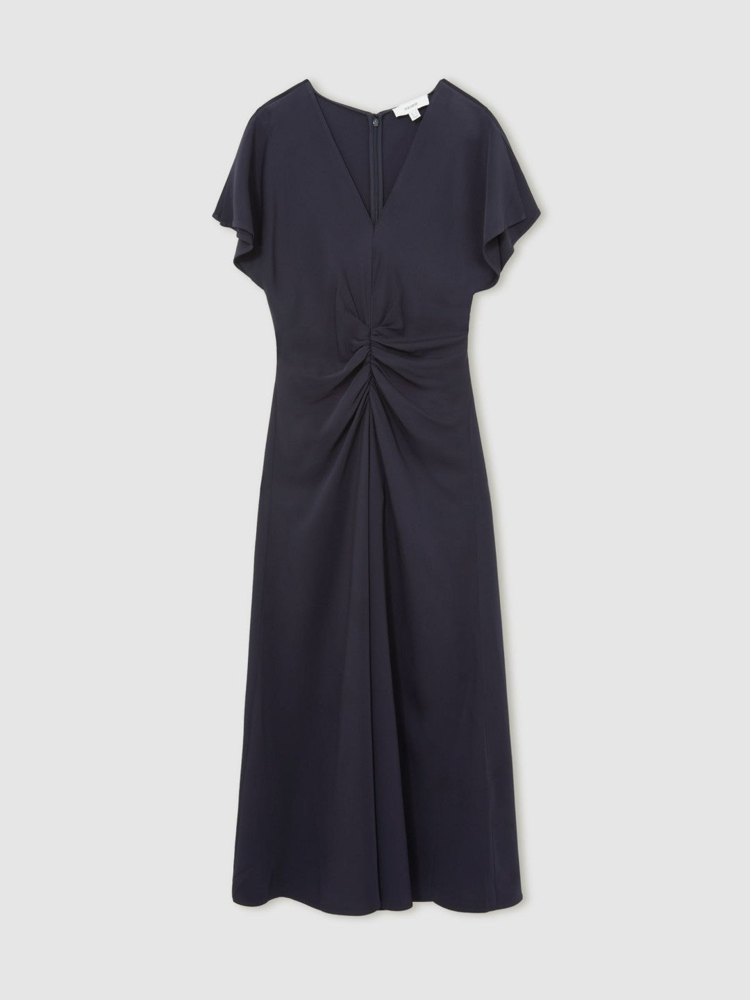 Reiss | Ruched-Front Midi Dress in Navy
