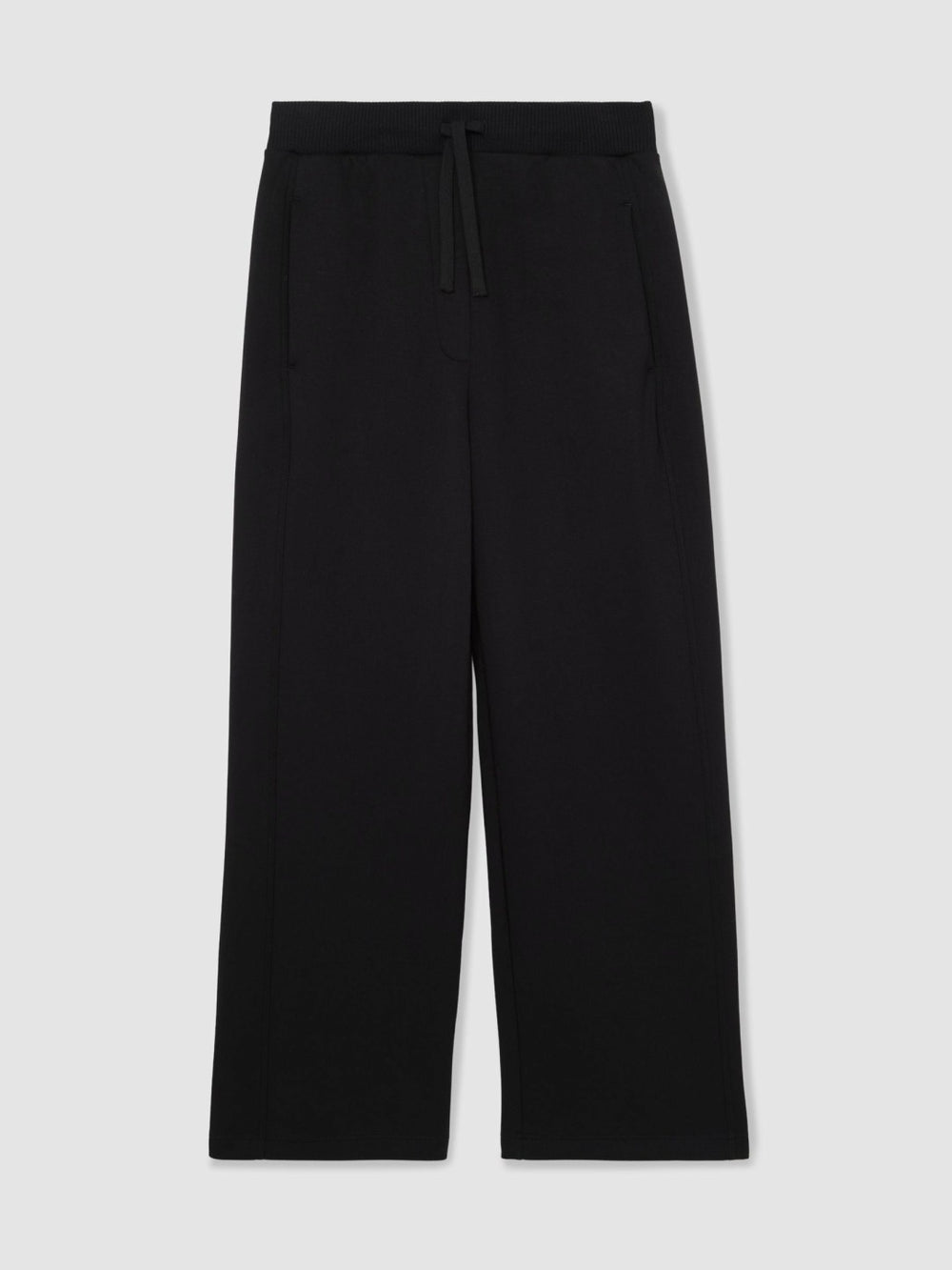 Reiss | Wide-Leg Interlock Drawstring Joggers in Black