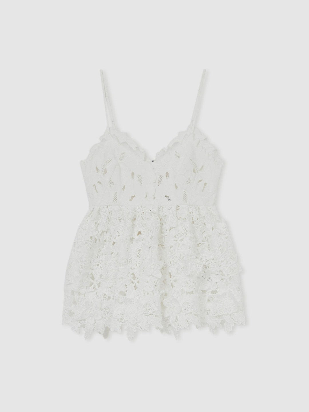 Reiss | Cotton Cut Out Lace Cami Top in Ivory