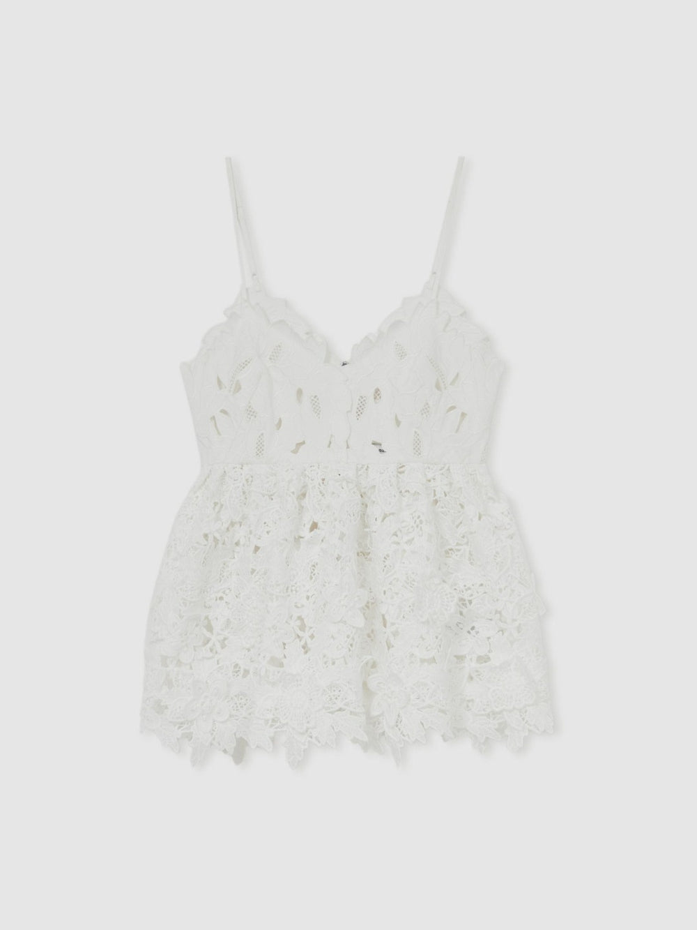 Reiss | Cotton Cut Out Lace Cami Top in Ivory