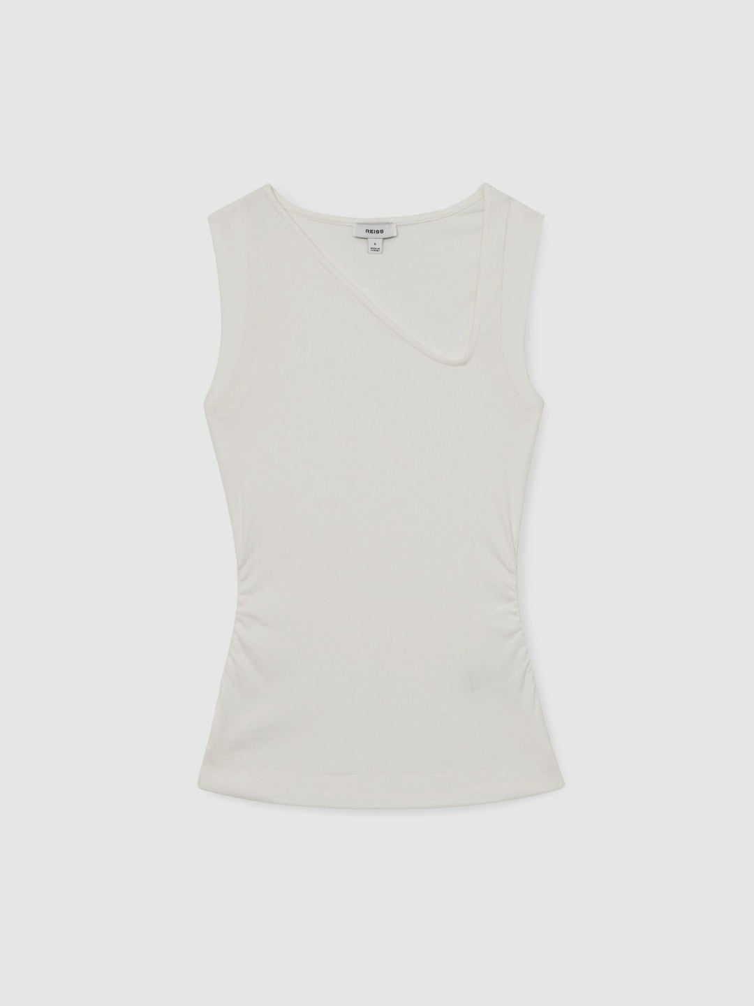 Reiss | Stretch-Cotton Ribbed Asymmetric Vest in White