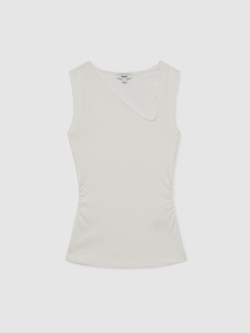 Reiss | Stretch-Cotton Ribbed Asymmetric Vest in White